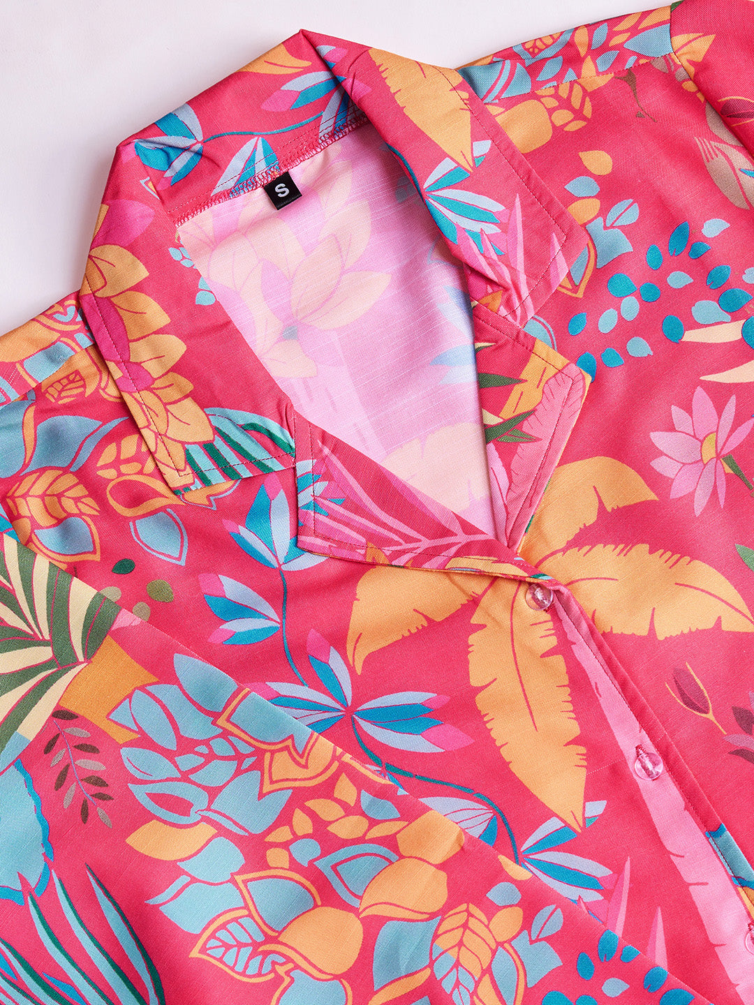 Tropical Paradise Multicolor Printed Rayon Slub Co-ord Set for Women