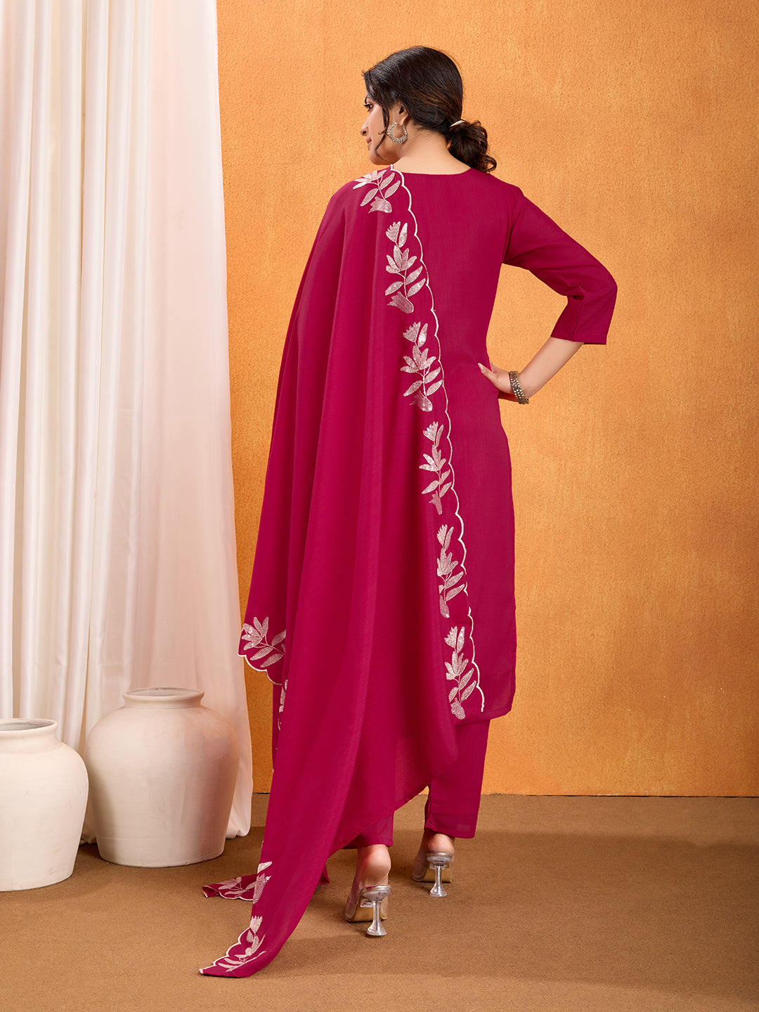 💫 Elegant Navy Blue Vichitra Embroidered Kurti Set