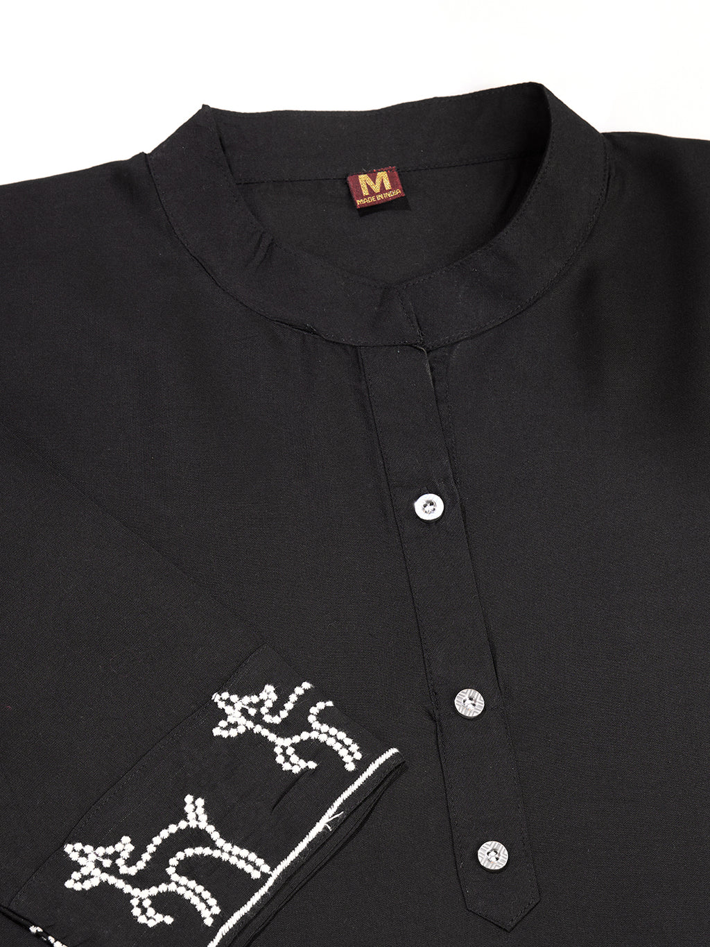 Black Viscose Rayon Embroidered Co-Ord Set with Palm & Deer Motif