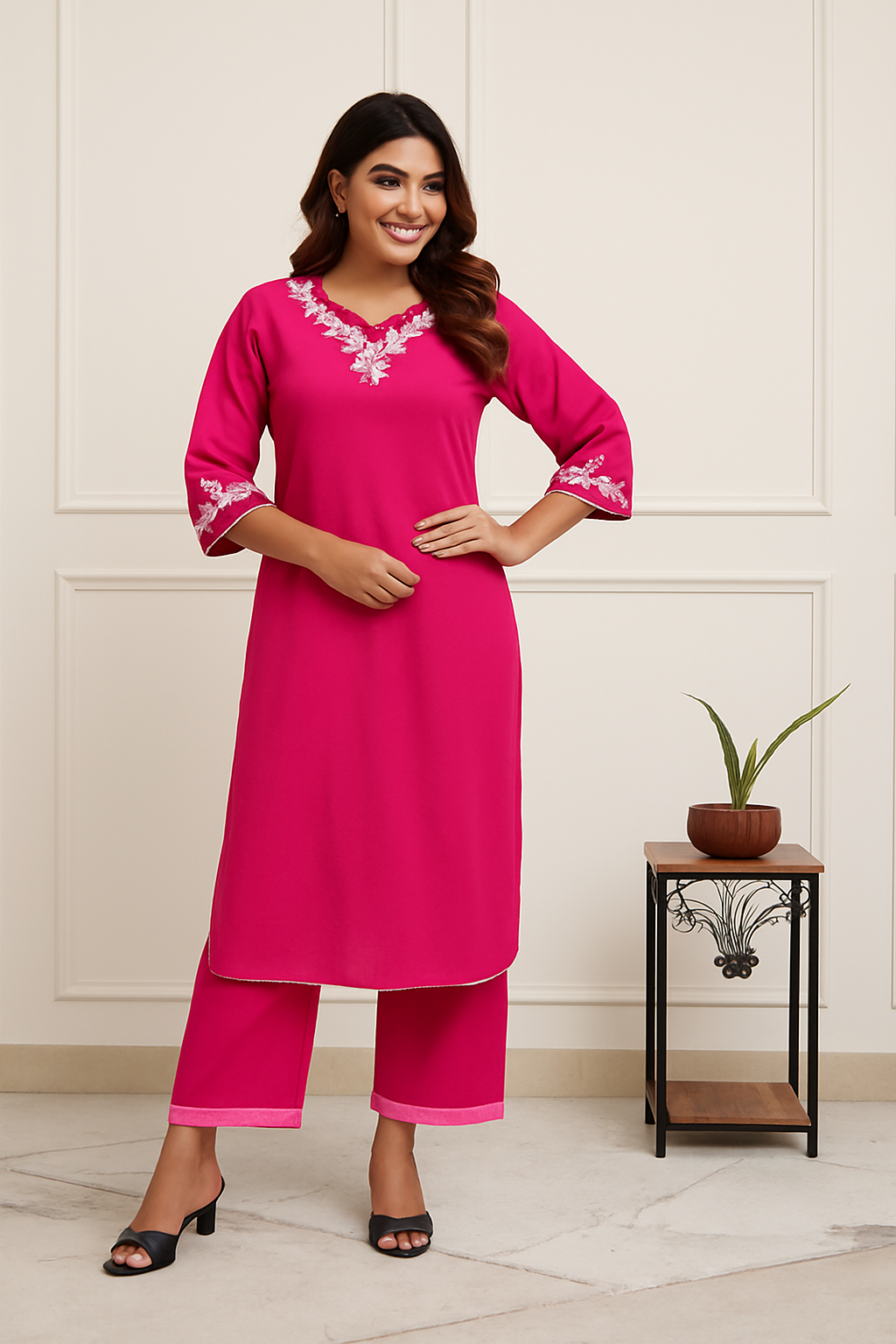 Elegant Black Embroidered Kurta Set