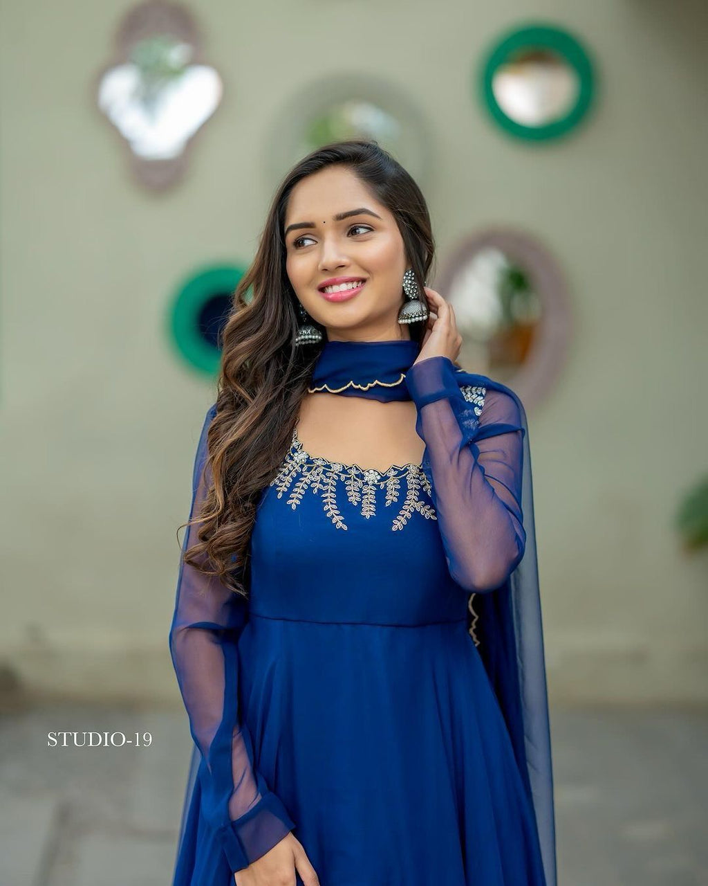 💙 Royal Blue Elegance – Embroidered Anarkali Set (2-Piece)