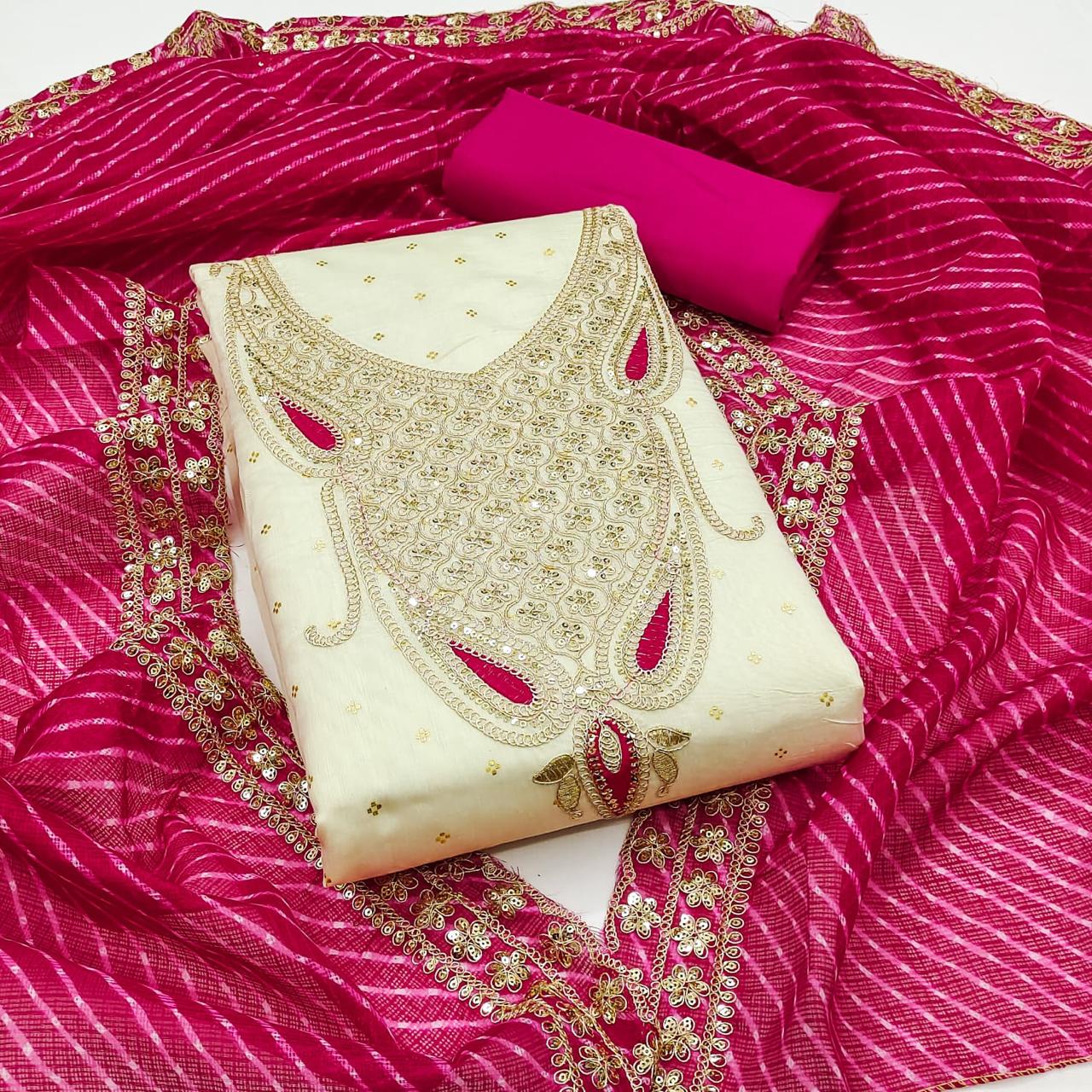 🌟 Exclusive Chanderi Dress Material for Women 🌟