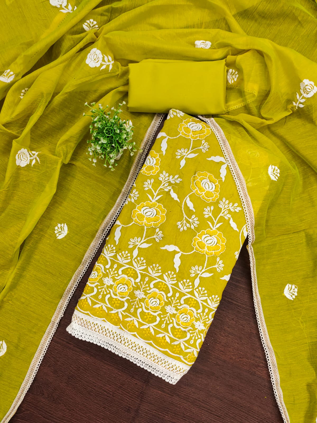 Women's Chanderi Cotton Suit Set – Top, Bottom & Dupatta | Premium Ethnic Wear