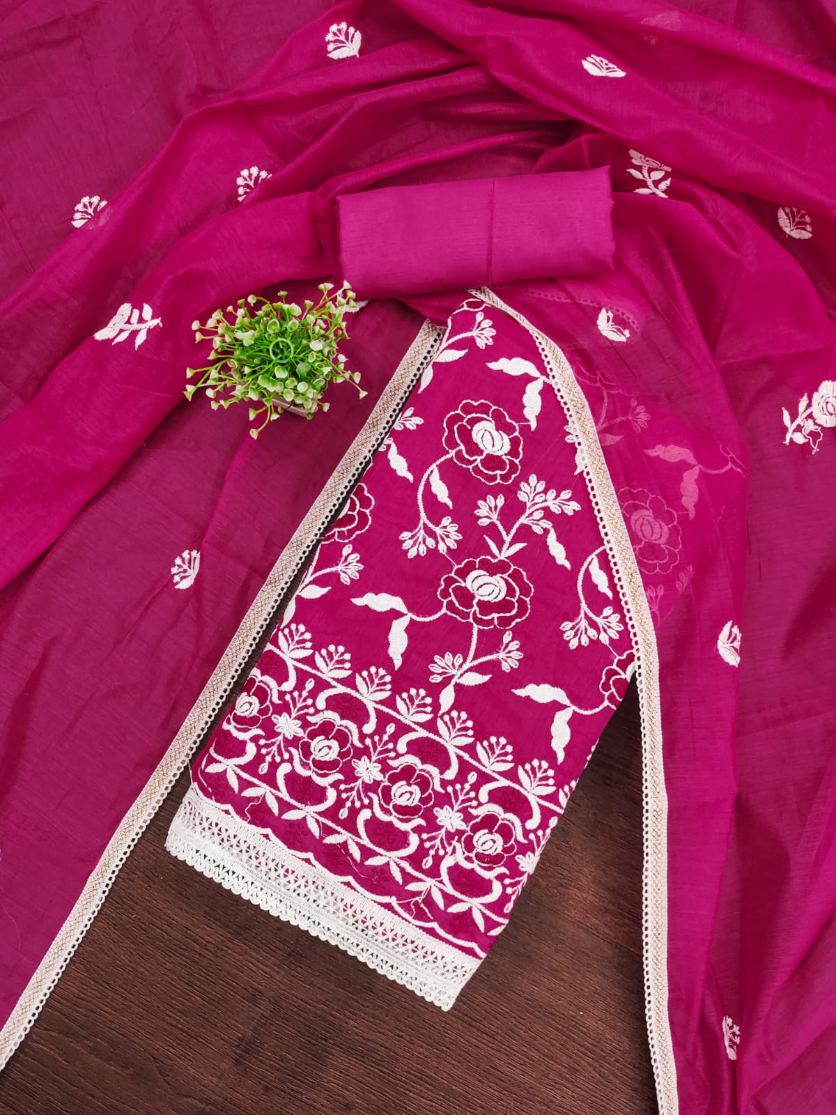 Women's Chanderi Cotton Suit Set – Top, Bottom & Dupatta | Premium Ethnic Wear