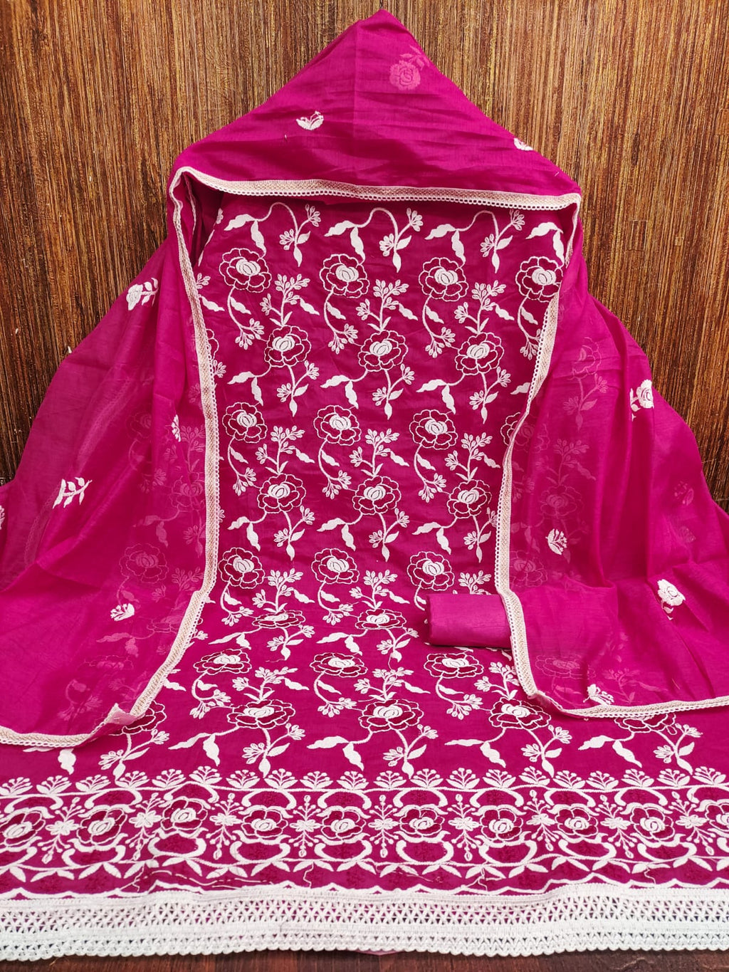 Women's Chanderi Cotton Suit Set – Top, Bottom & Dupatta | Premium Ethnic Wear