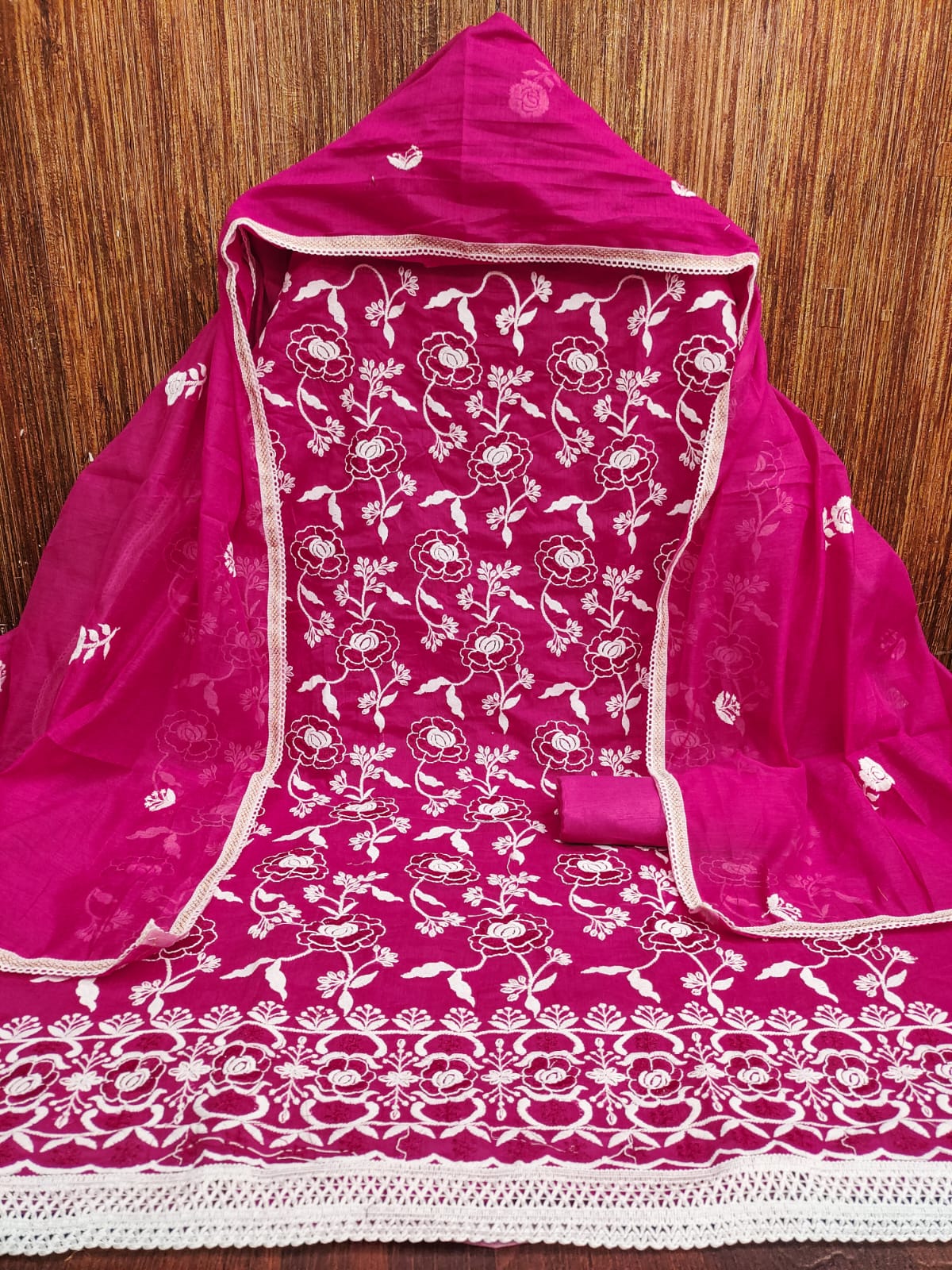 Women's Chanderi Cotton Suit Set – Top, Bottom & Dupatta | Premium Ethnic Wear