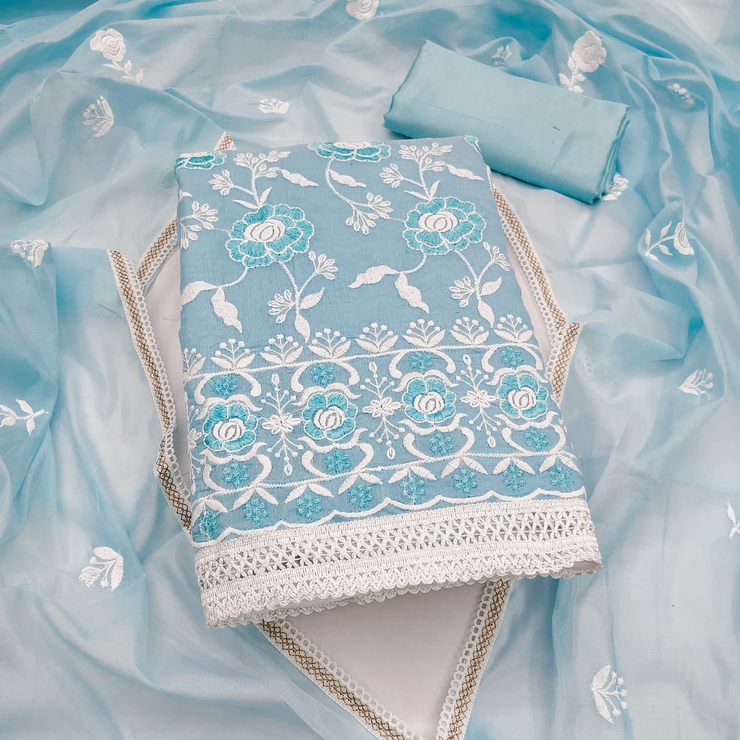 Women's Chanderi Cotton Suit Set – Top, Bottom & Dupatta | Premium Ethnic Wear