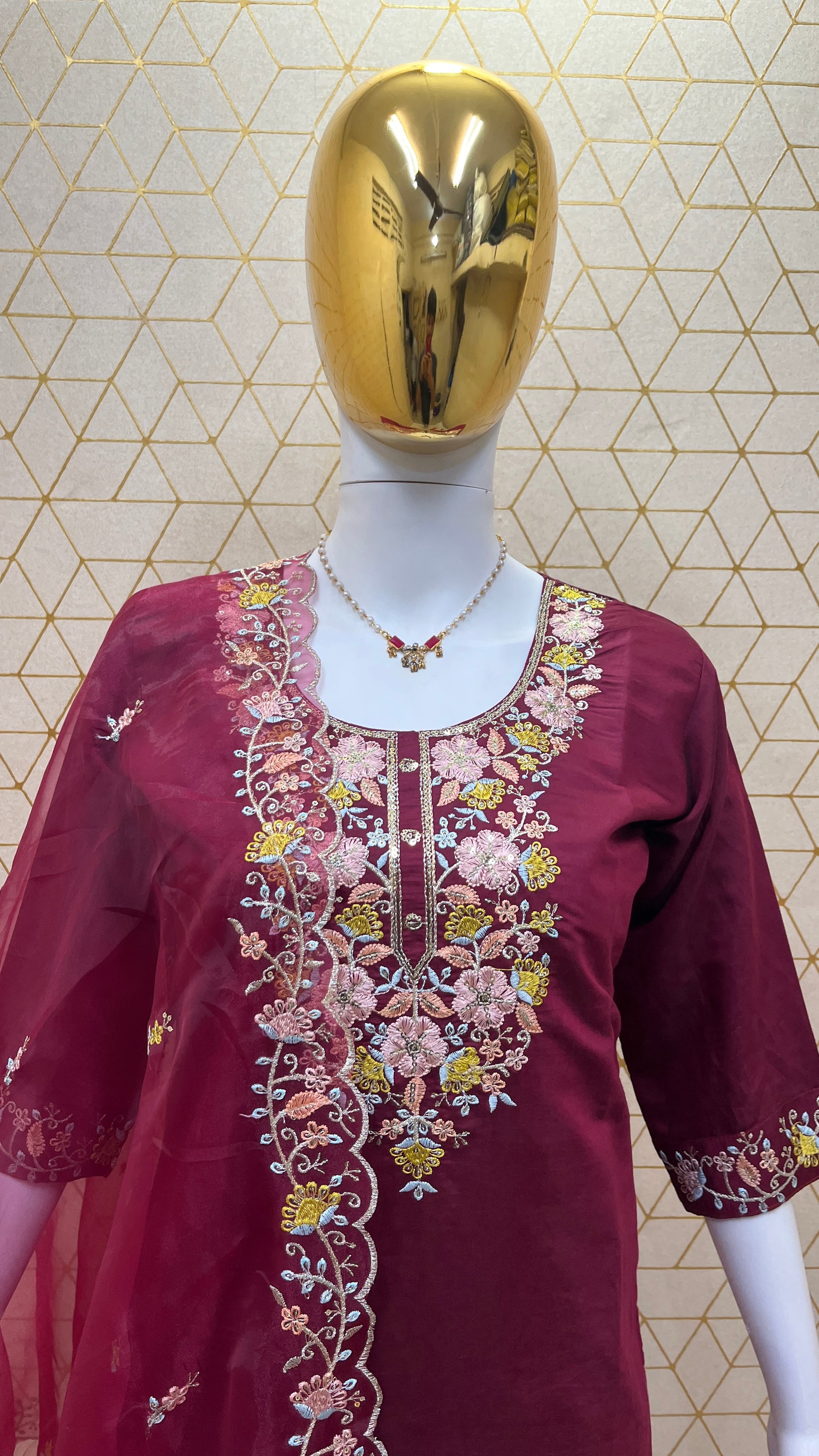Teal Roman Silk Embroidered Suit Set with Organza Dupatta – Fully Stitched
