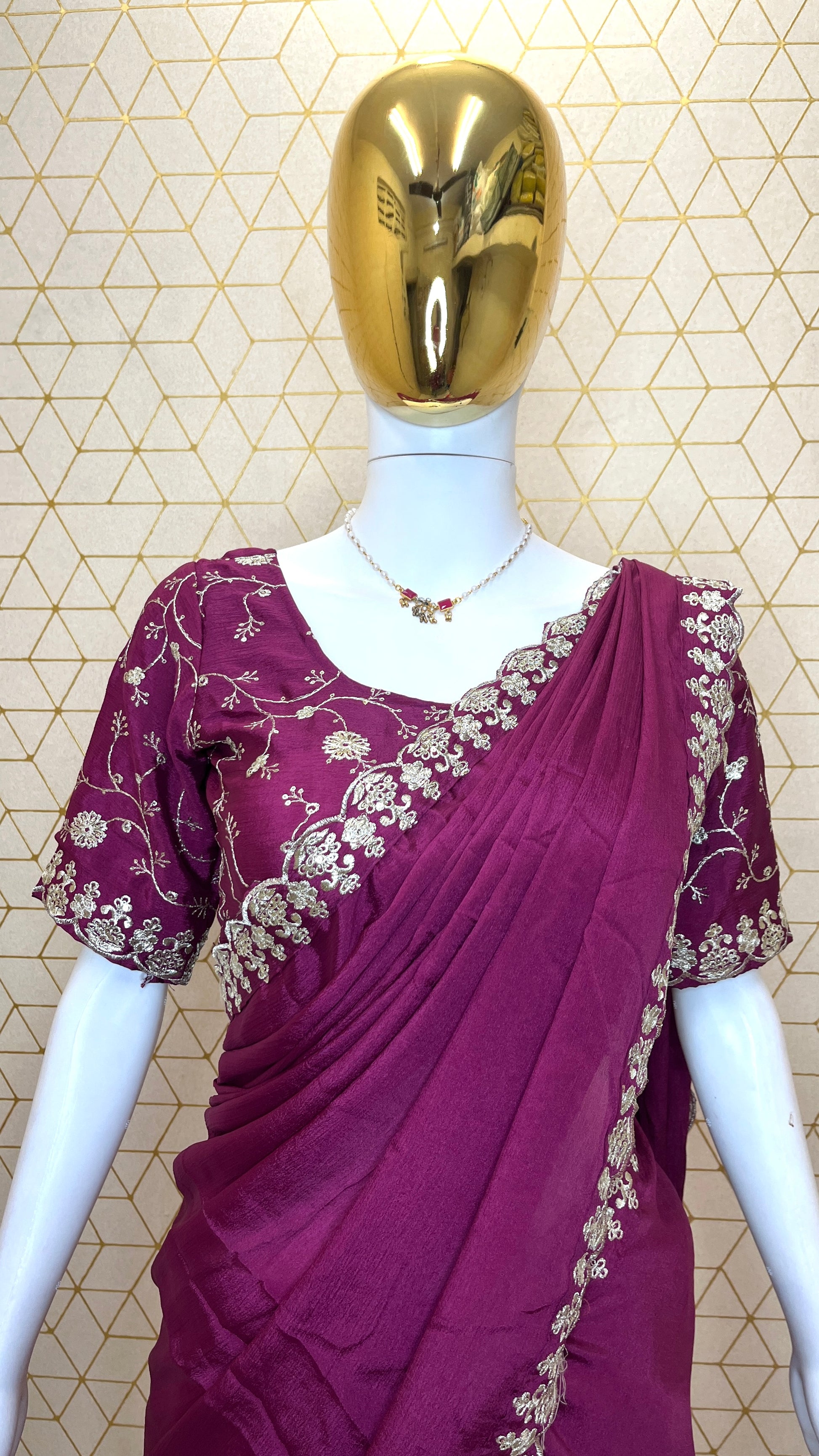 Chinon Silk Embroidered Lehenga Set with Dupatta – Fully Stitched