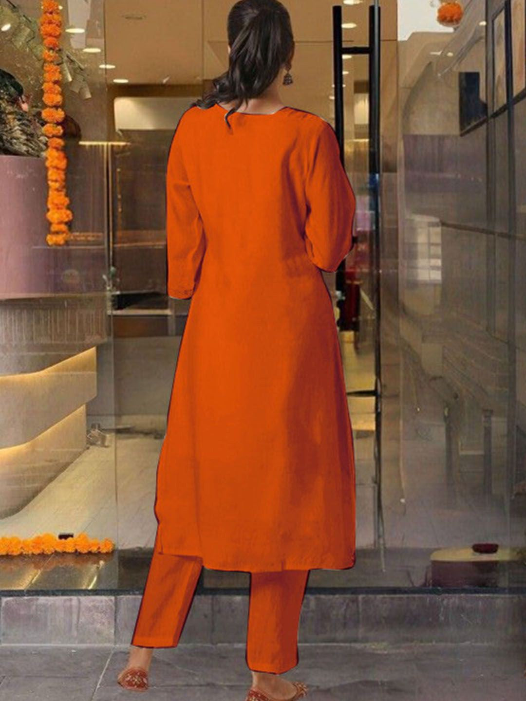 Radiant Rust Orange Embroidered Chanderi Silk Suit Set with Jacquard Dupatta