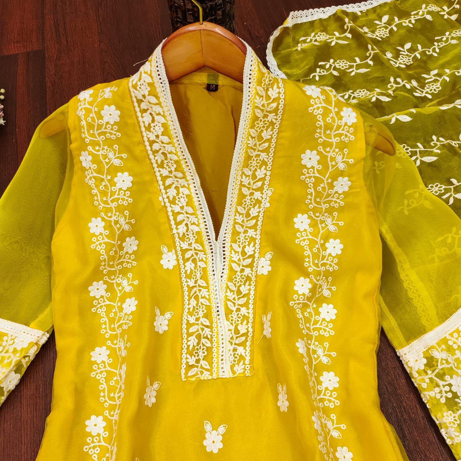 💛 Lemon Yellow Chikankari Embroidered Suit Set 💛
