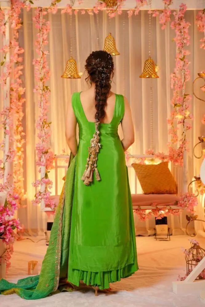 💚 Lime Green & Yellow Ombre Sharara Suit Set