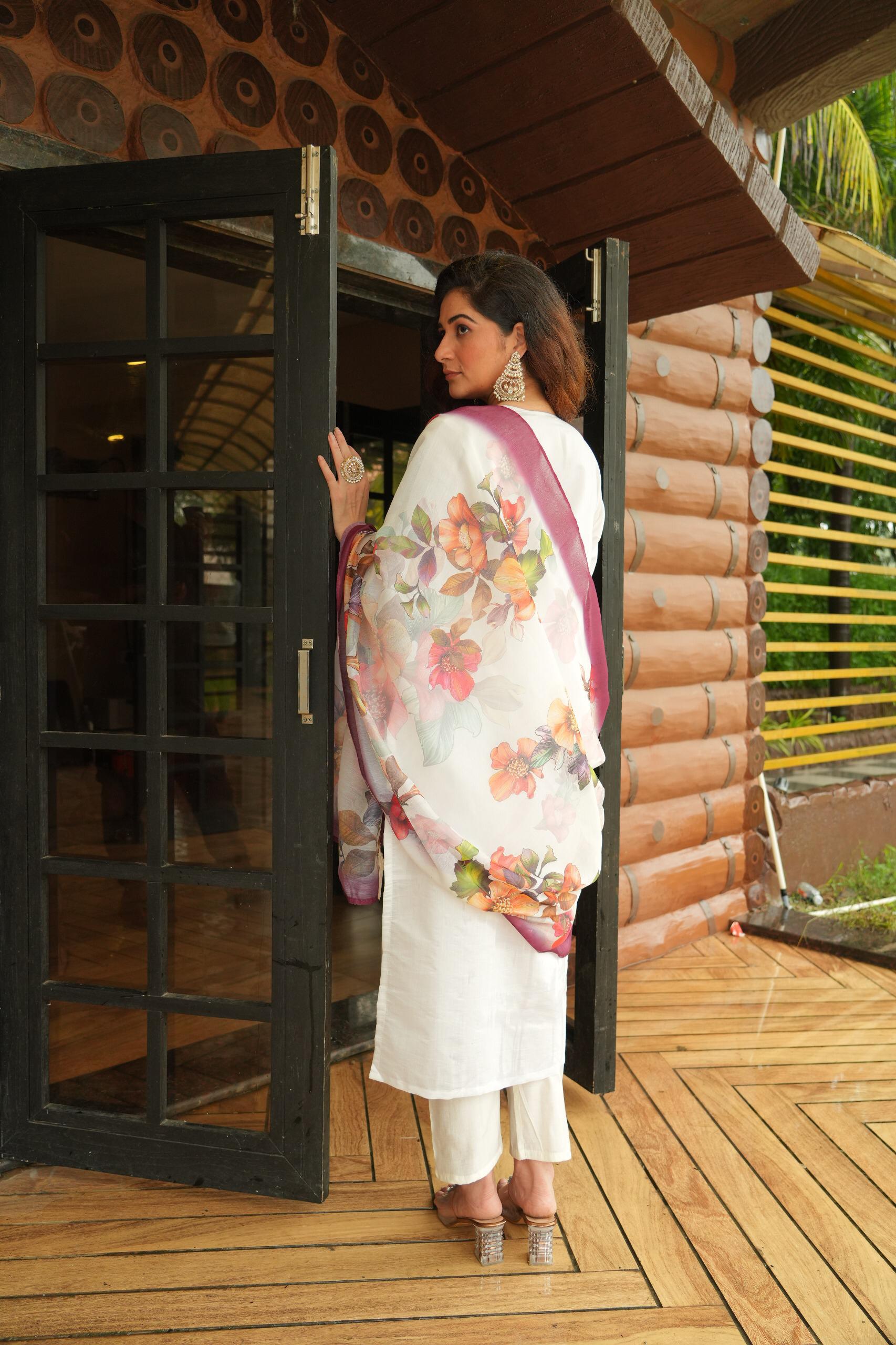 🌸 Elegant Designer Kurti Pant Dupatta Set | Roman Silk & Chanderi | Sizes S-3XL 🌟