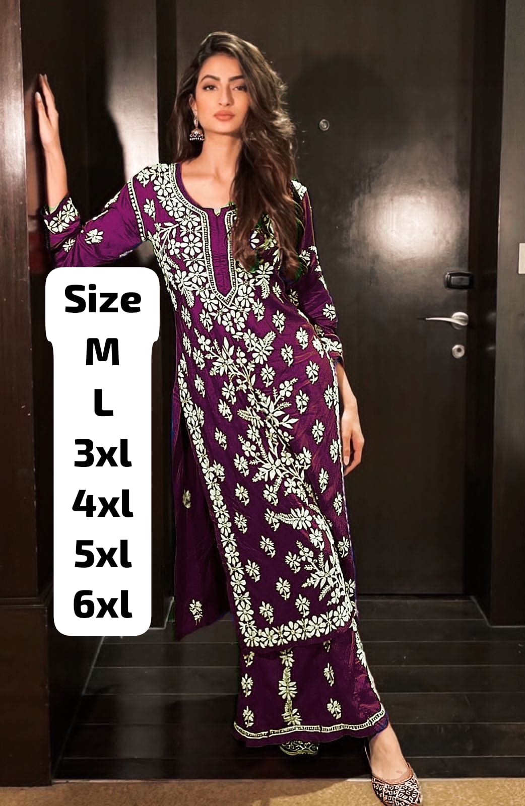 💙 Royal Blue Embroidered Rayon Kurti Pant Set | Chikankari Style | Sizes M to 6XL 🌸