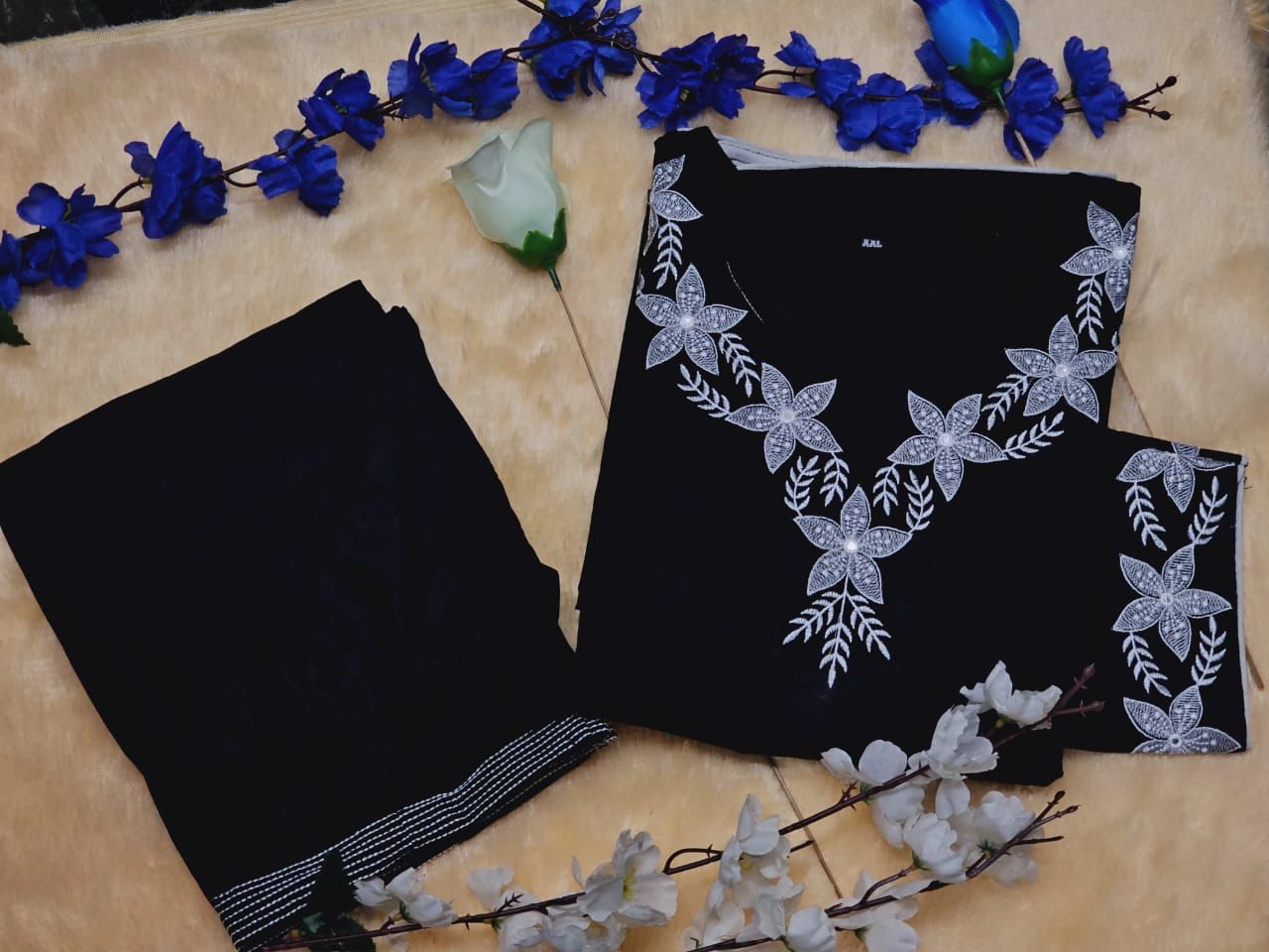 Elegant Black Embroidered Kurta Set