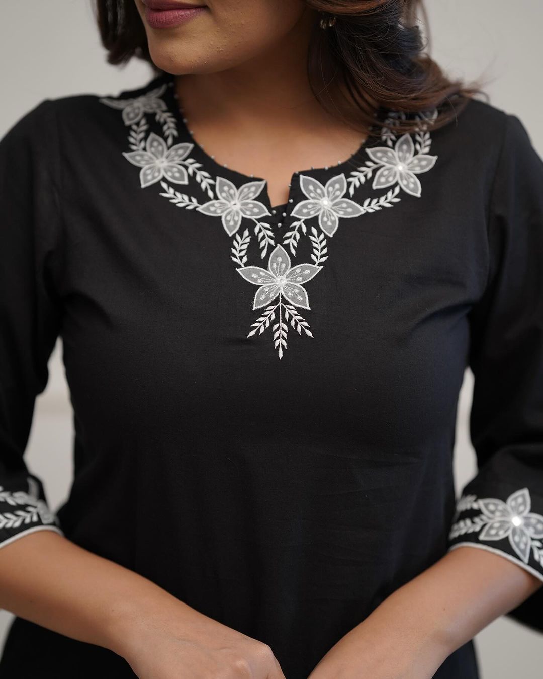 Elegant Black Embroidered Kurta Set