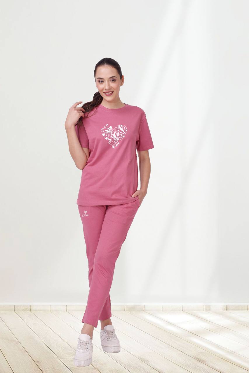 🌸 100% Cotton Women's Nightwear Set – Elegant Heart Print 💖 | Cozy & Stylish with Pockets | Sizes M to XXL