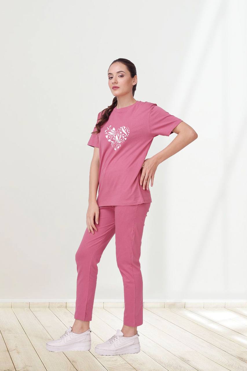 🌸 100% Cotton Women's Nightwear Set – Elegant Heart Print 💖 | Cozy & Stylish with Pockets | Sizes M to XXL