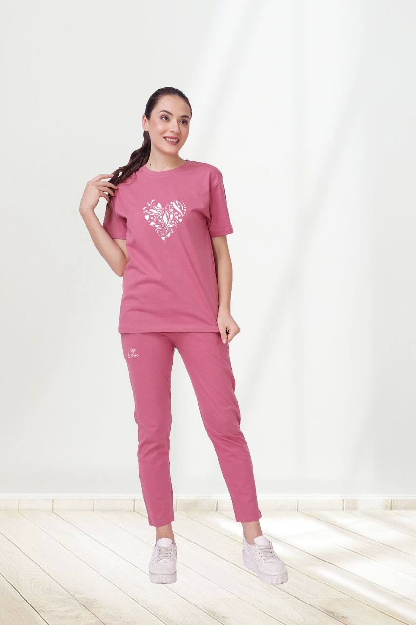 🌸 100% Cotton Women's Nightwear Set – Elegant Heart Print 💖 | Cozy & Stylish with Pockets | Sizes M to XXL