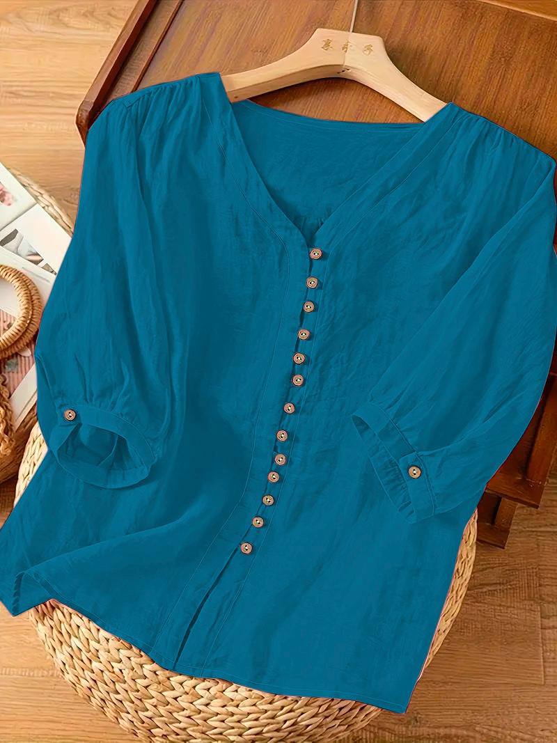 ✨Elegant Flex Cotton Button-Down Top | Comfort Fit 👚