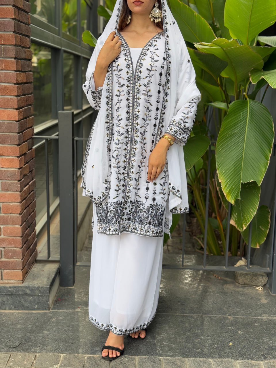 FESTIVAL SPECIAL SEQUENCE EMBROIDERY ON HEAVY GEORGETTE FABRIC TOP AND PLAZZO WITH DUPATTA