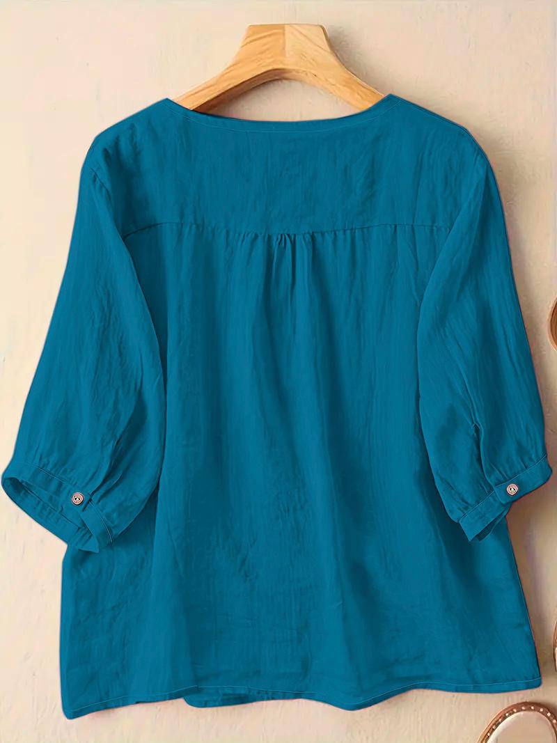 ✨Elegant Flex Cotton Button-Down Top | Comfort Fit 👚