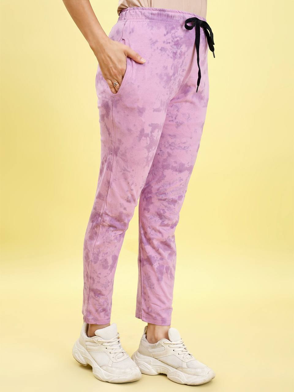 💜 Lavender Tie-Dye Cotton Night Suit for Women | “Live Laugh Love” Printed Lounge Set | Soft T-Shirt &amp; Pants | Sizes S-XXL ☁️👚👖