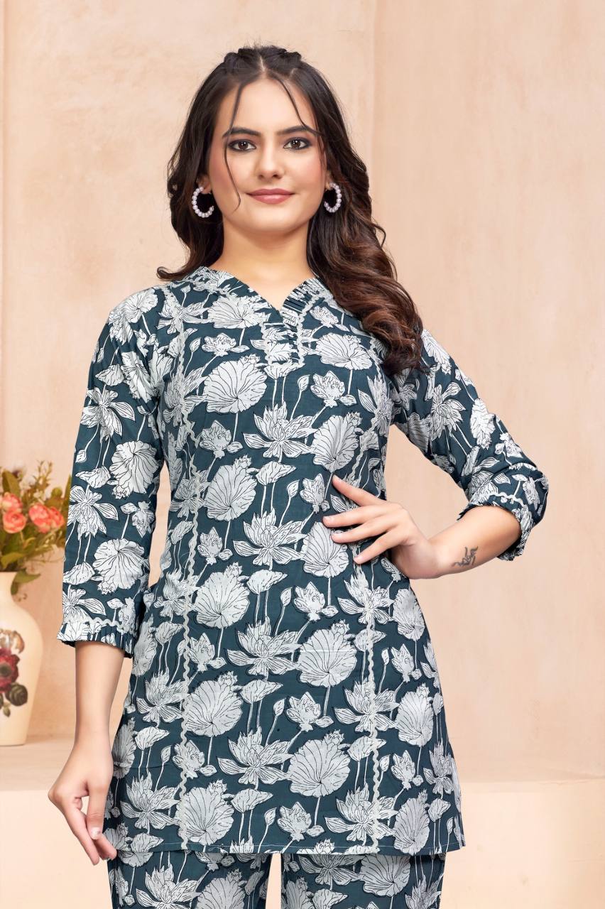 🌸 Jaipuri Printed Cotton Co-Ord Set with Pockets – Comfort Fit 🌿