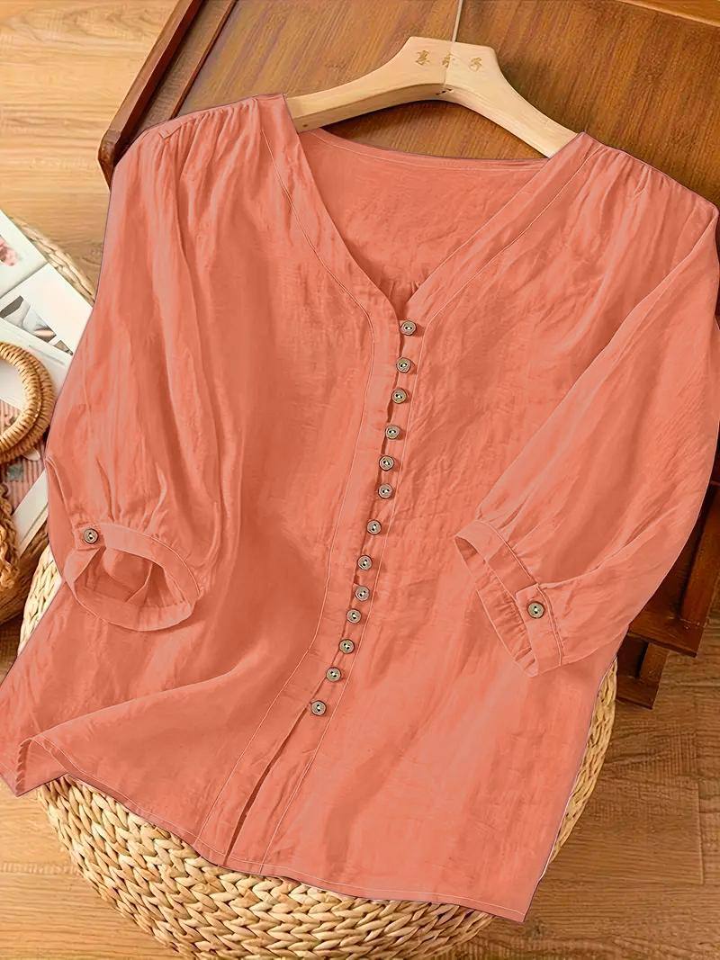 🌸Soft Peach Flex Cotton Top | Elegant Comfort Fit with Full Sleeves 👕