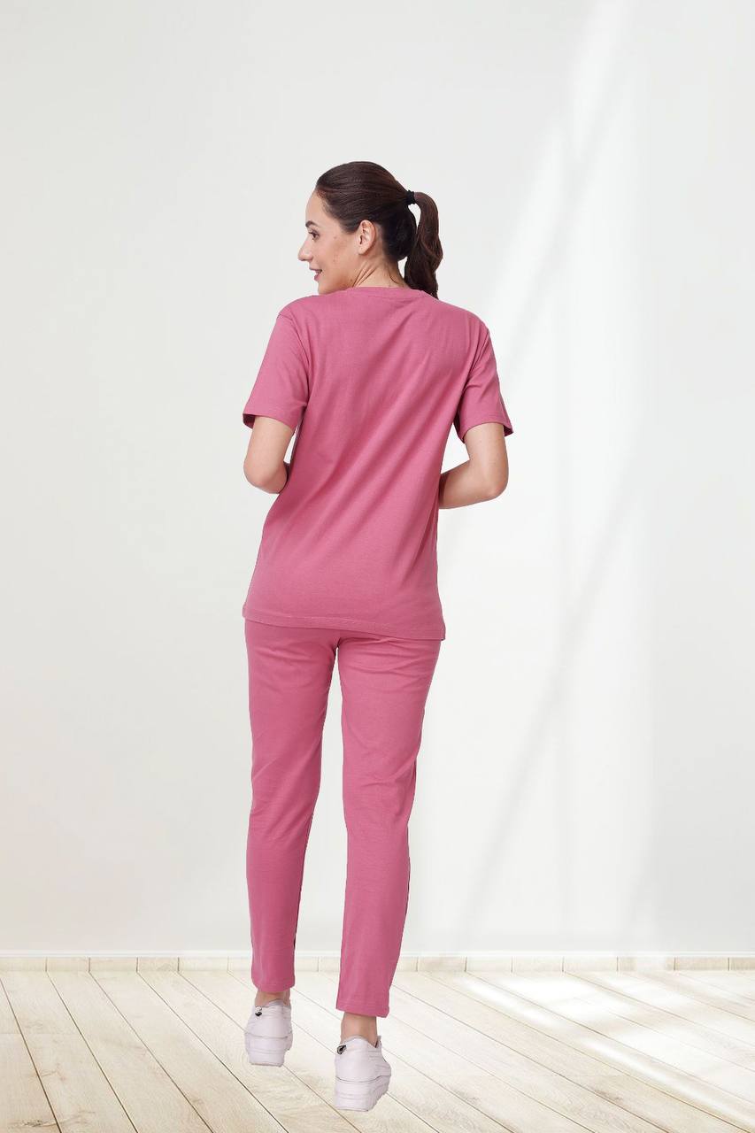 🌸 100% Cotton Women's Nightwear Set – Elegant Heart Print 💖 | Cozy & Stylish with Pockets | Sizes M to XXL