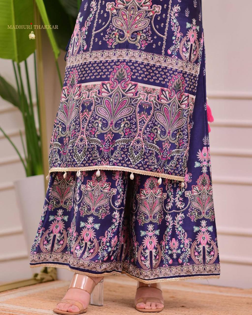 Elegant Pure Chinon Silk Digital Printed Suit Set with Dupatta – Handworked Latkan Detailing