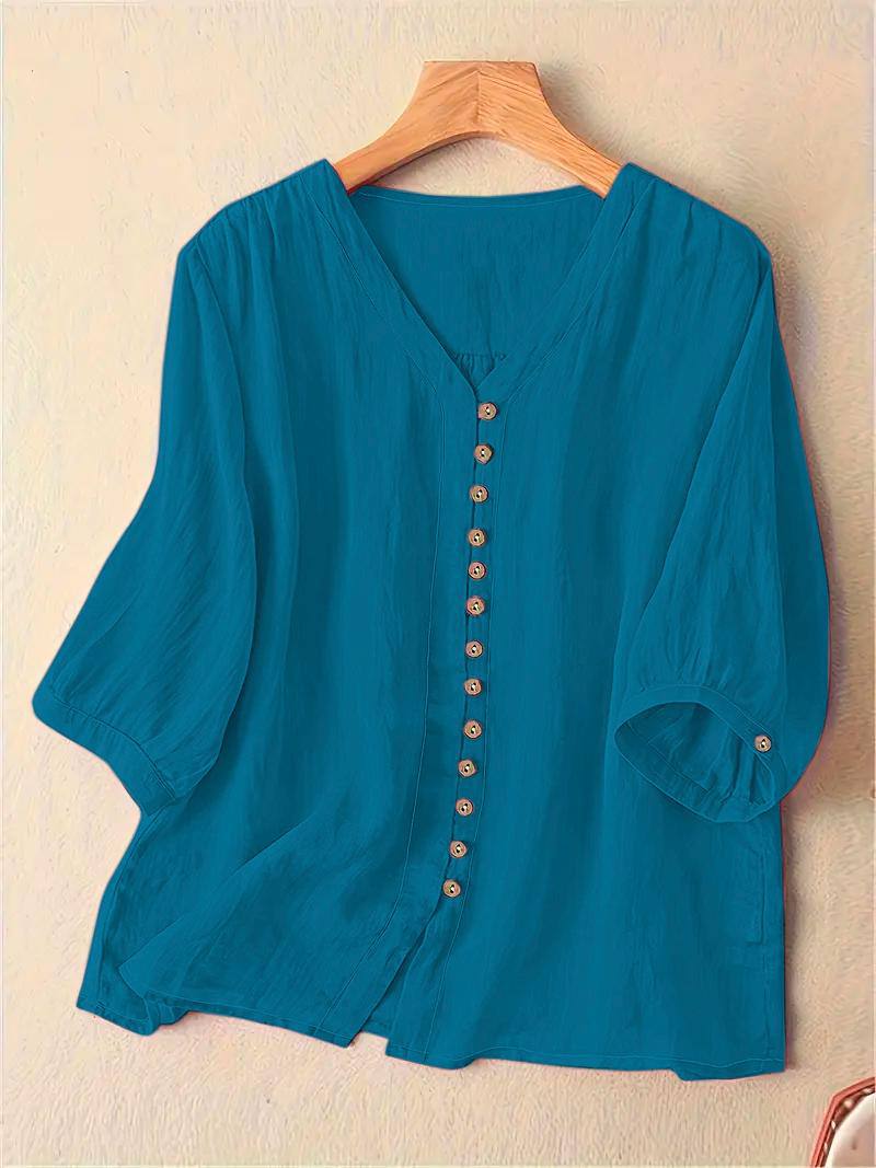 ✨Elegant Flex Cotton Button-Down Top | Comfort Fit 👚