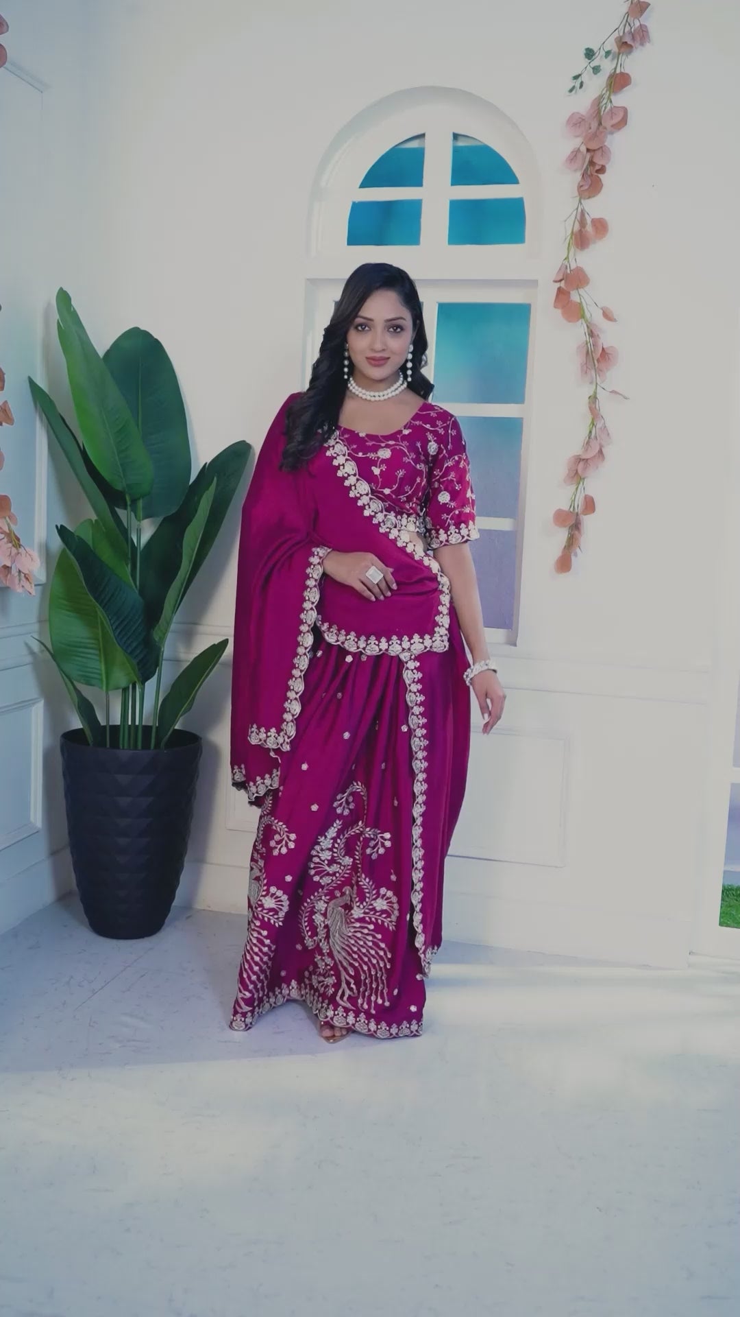 Chinon Silk Embroidered Lehenga Set with Dupatta – Fully Stitched