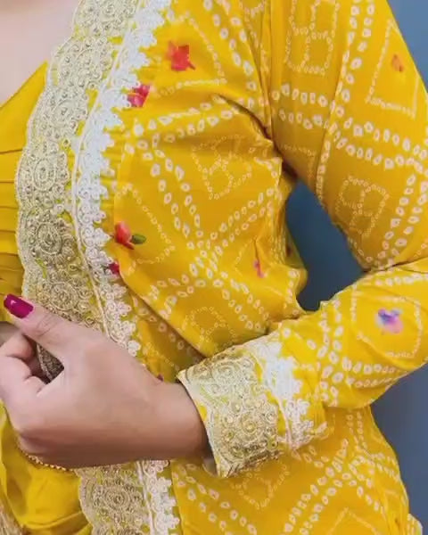 🌼 Elegant Mustard Yellow Indo-Western Drape Set 🌼