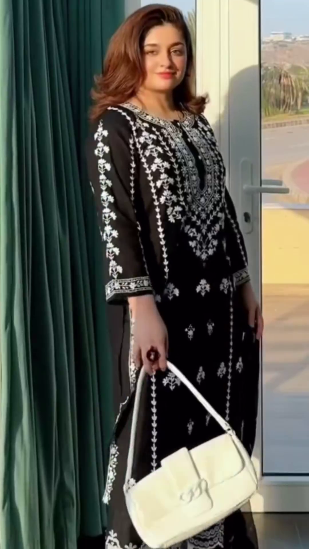 Black Roman Silk Embroidered Suit Set with Dupatta & Designer Cutwork Pant