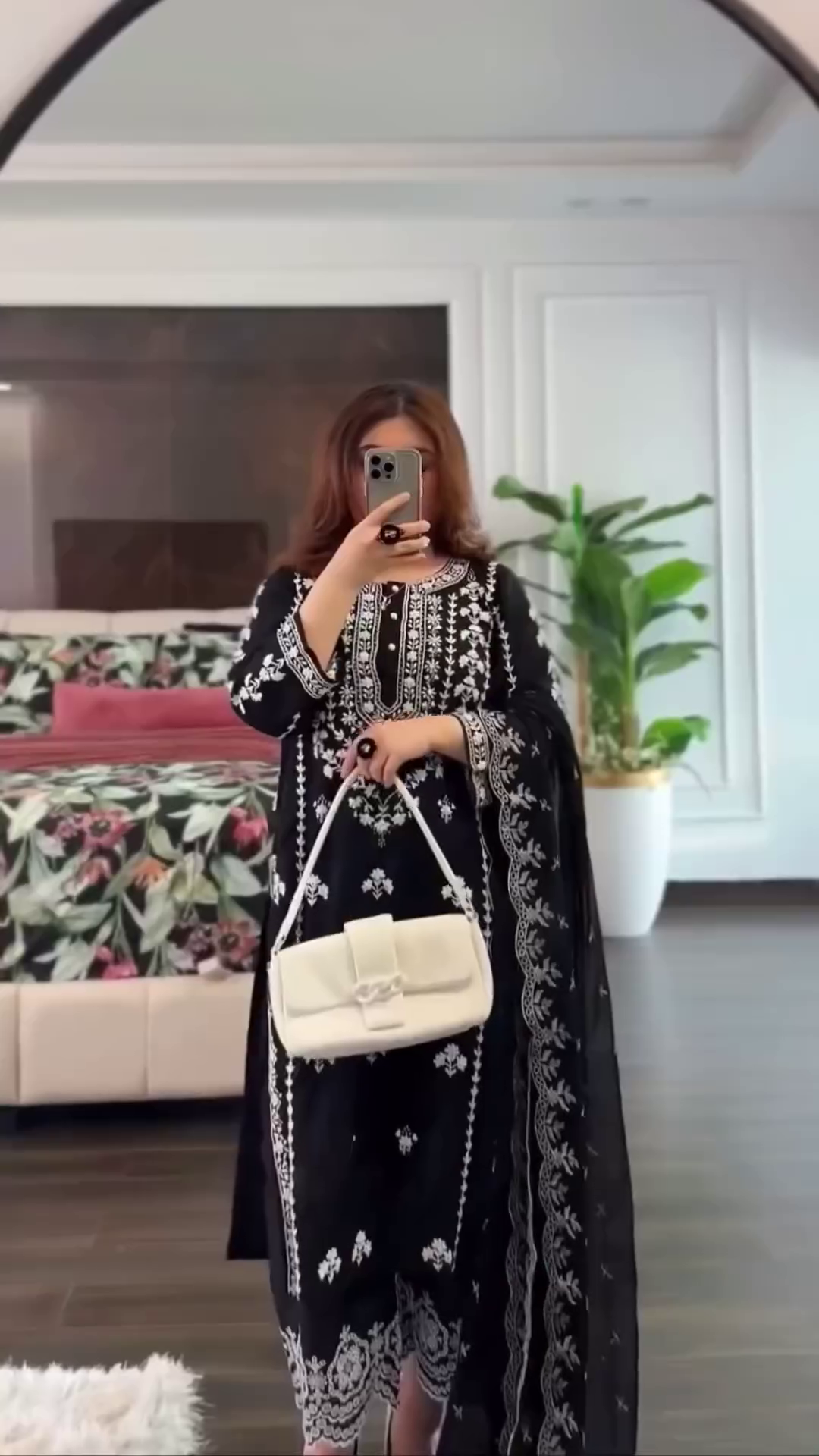 Black Roman Silk Embroidered Suit Set with Dupatta & Designer Cutwork Pant
