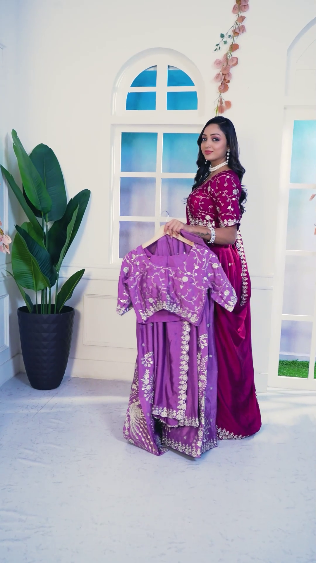 Chinon Silk Embroidered Lehenga Set with Dupatta – Fully Stitched