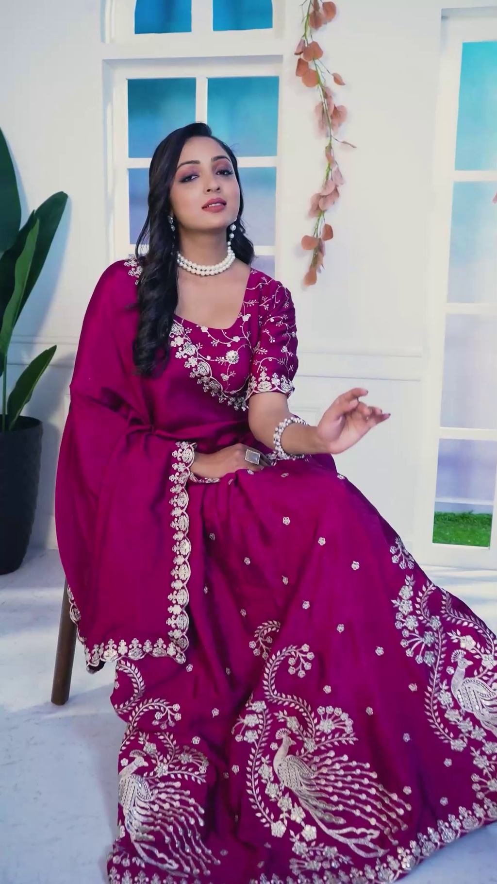 Chinon Silk Embroidered Lehenga Set with Dupatta – Fully Stitched