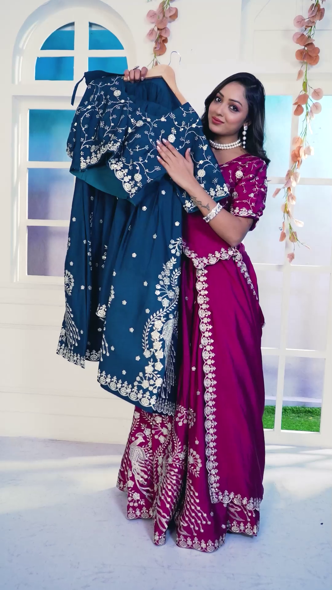 Chinon Silk Embroidered Lehenga Set with Dupatta – Fully Stitched